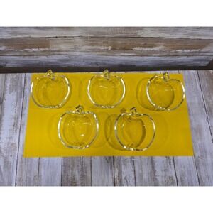 Glasbake Clear Glass Apple Shaped Bowls Set of 5 Vintage Dessert Dishes Fruit